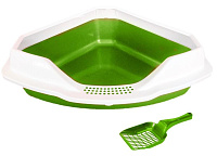 Homecat Туалет для кошек угловой с совком (зеленый перламутр) 56*42*17см