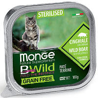 Monge Cat BWild Grain Free Влажный корм для стерилизованных кошек, ламистер, Кабан и Овощи