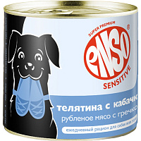 Enso Sensitive Adult Dog Влажный корм для собак всех пород с чувствительным пищеварением, Телятина с кабачком