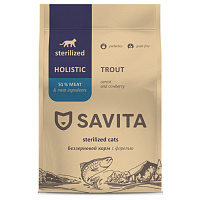 Savita Grain Free Sterilised Сухой корм для стерилизованных кошек, Форель