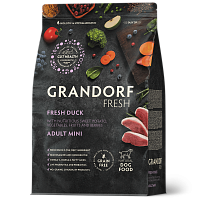 Беззерновой корм с живыми пробиотиками Grandorf Fresh Dog Adult Mini Duck&Sweet Potato Сухой корм для собак мелких пород, Утка и Батат