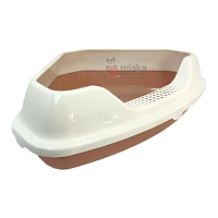 Zliger "Лекси" Лоток угловой для кошек с бортом, розовый 55.5*41.5*15см