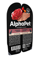 AlphaPet Superpremium Влажный корм для взрослых собак, Говядина, паштет