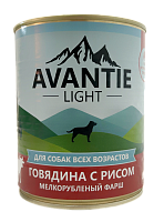 AVANTIE Корм консервированный полнорационный для собак, мелкорубленый фарш, Говядина с рисом