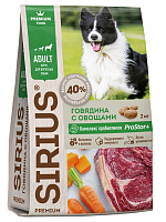 Sirius Сухой корм для собак, Говядина и Овощи