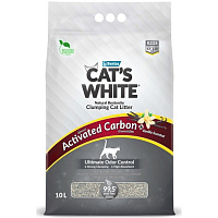 Cat's White Activated Carbon Vanilla Комкующийся наполнитель с активированным углем и ароматом ванили для кошачьего туалета