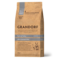 Grandorf Dog Med&Max Rabbit&Turkey Сухой корм для собак средних и крупных пород, Кролик с Индейкой