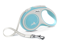 Flexi New Comfort Tape S Поводок-рулетка для собак до 15кг, светло-голубой, ремень 5м