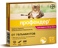 Bayer Профендер Капли от гельминтов для кошек весом 5-8кг (2 пипетки)