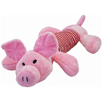 №1 Игрушка для собак Поросенок в полоску, с пищалкой, текстиль, 25см