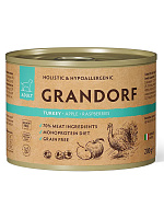 Grandorf Dog Влажный корм для собак всех возрастов, беззерновой, паштет из индейки с яблоком и малиной