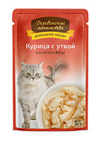 Влажный корм для кошек Деревенские Лакомства Курица с уткой в нежном желе