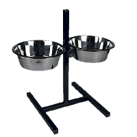 Зооник Комплект для собак Подставка квадратная+Металлические миски, Черный 2*2.6л