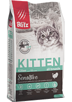 Blitz Sensitive Kitten Сухой корм для котят, беременных и кормящих кошек, Индейка