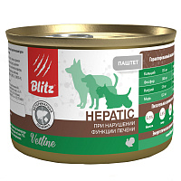 Blitz Dog Vetline Hepatic Влажный корм для собак, при нарушении функции печени, паштет, Индейка