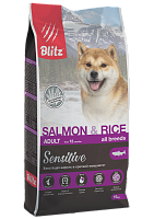 Blitz Sensitive Salmon&Rice Adult Dog All Breeds Сухой корм для взрослых собак всех пород, Лосось и Рис