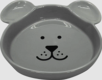 №1 Миска керамическая "мордочка собачки" круглая, серая, 18*16,5*3,7см, 420мл