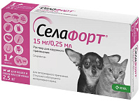 KRKA Селафорт противопаразитарный препарат для кошек и собак до 2.5кг, пипетка 0.25мл